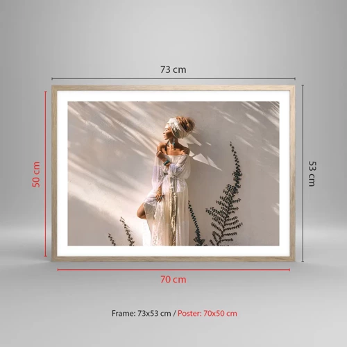 Poster in light oak frame - Sun and Girl - 70x50 cm