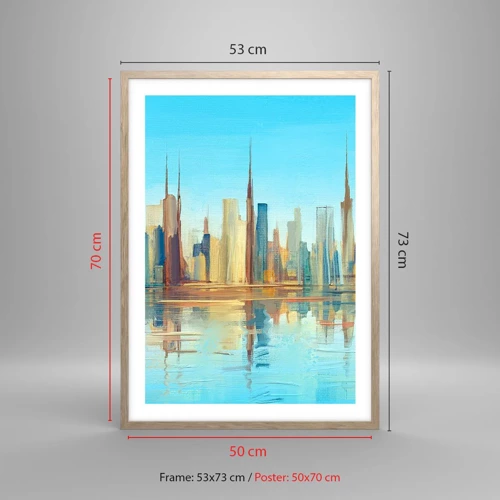 Poster in light oak frame - Sunny Metropolis - 50x70 cm