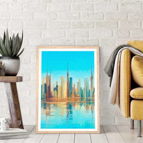 Poster in light oak frame - Sunny Metropolis - 70x100 cm