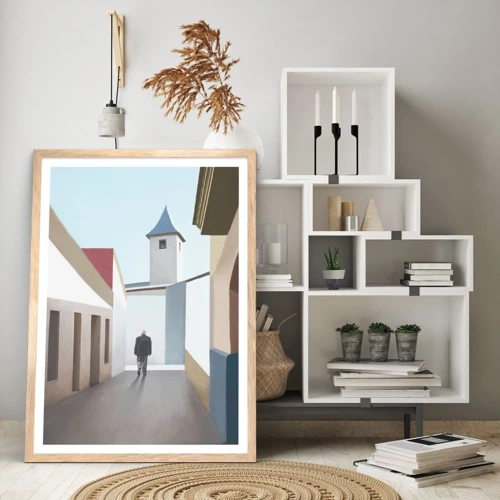 Poster in light oak frame - Sunny Walk - 40x50 cm