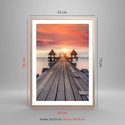 Poster in light oak frame - Sunset on the East - 50x70 cm
