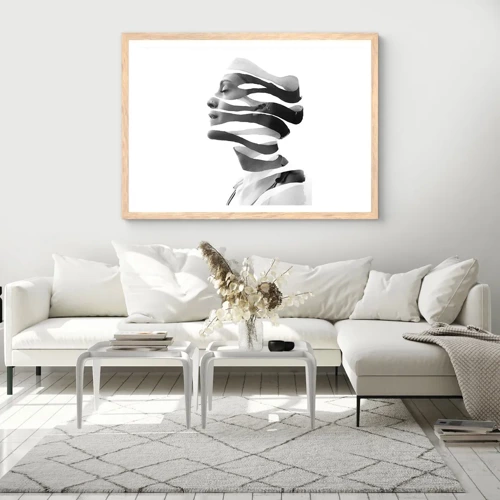 Poster in light oak frame - Surrealistic Portrait - 70x50 cm