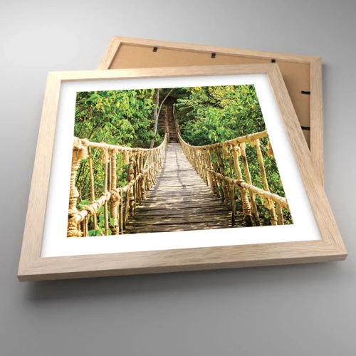 Poster in light oak frame - Suspended in Green - 30x30 cm