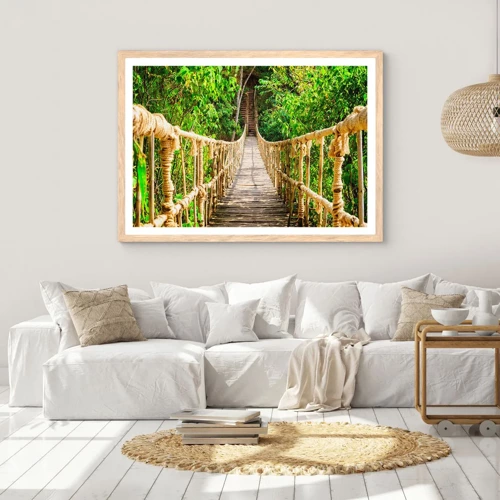 Poster in light oak frame - Suspended in Green - 40x30 cm