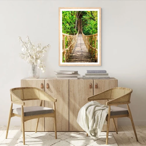 Poster in light oak frame - Suspended in Green - 70x100 cm