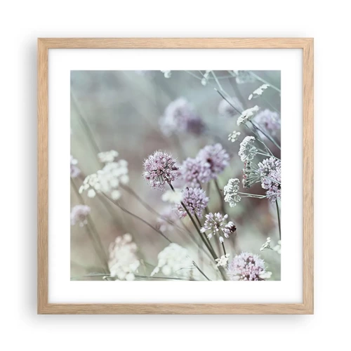 Poster in light oak frame - Sweet Filigrees of Herbs - 40x40 cm