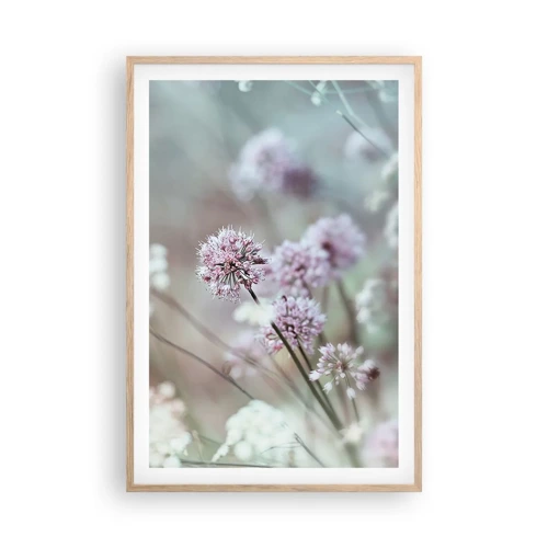 Poster in light oak frame - Sweet Filigrees of Herbs - 61x91 cm