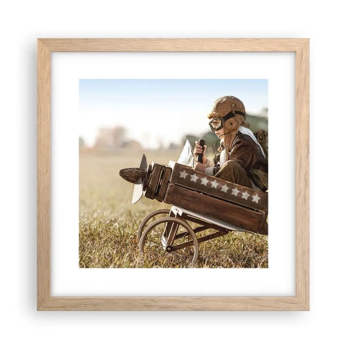 Poster in light oak frame - Take off for a Dream - 30x30 cm