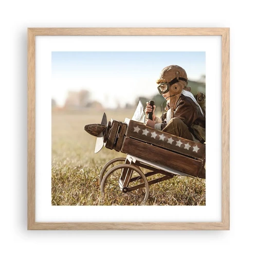 Poster in light oak frame - Take off for a Dream - 40x40 cm