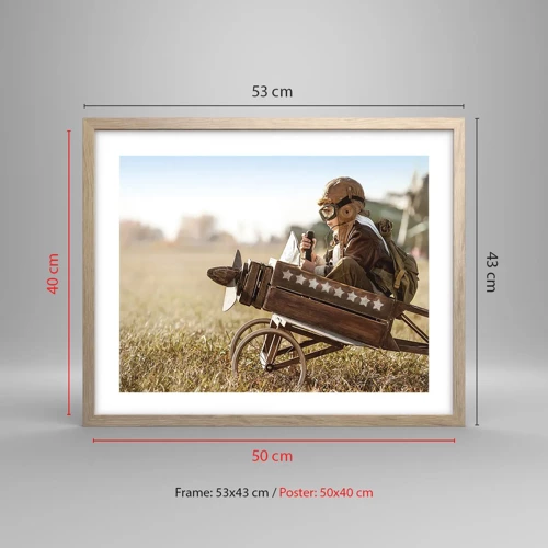 Poster in light oak frame - Take off for a Dream - 50x40 cm