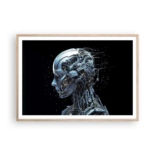 Poster in light oak frame - Technology Is a Woman - 100x70 cm