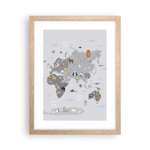 Poster in light oak frame - Tell Me Where You Are From - 30x40 cm