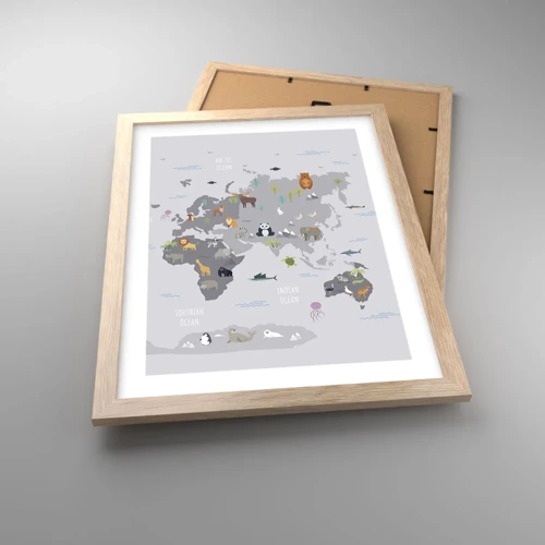 Poster in light oak frame - Tell Me Where You Are From - 30x40 cm