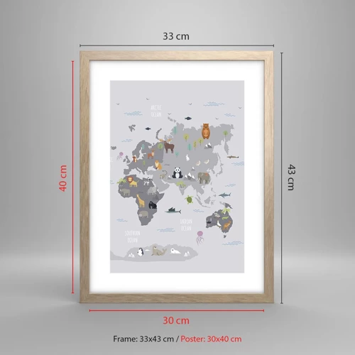 Poster in light oak frame - Tell Me Where You Are From - 30x40 cm