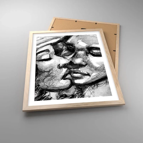 Poster in light oak frame - Tender Moment - 40x50 cm