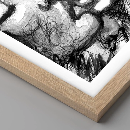 Poster in light oak frame - Tender Moment - 50x50 cm