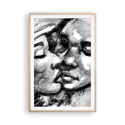 Poster in light oak frame - Tender Moment - 61x91 cm