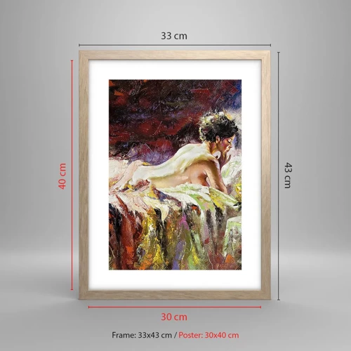 Poster in light oak frame - Thoughtful Venus - 30x40 cm