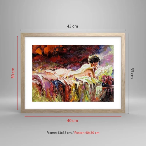 Poster in light oak frame - Thoughtful Venus - 40x30 cm