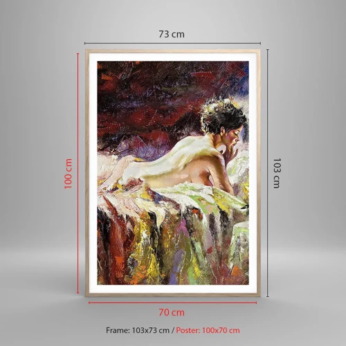 Poster in light oak frame - Thoughtful Venus - 70x100 cm