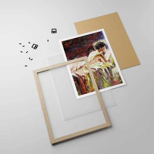 Poster in light oak frame - Thoughtful Venus - 70x100 cm