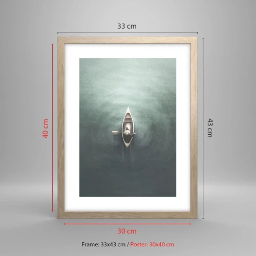 Poster in light oak frame - Through Moon Lake - 30x40 cm