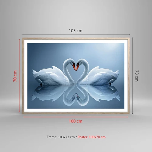 Poster in light oak frame - Time for Love - 100x70 cm