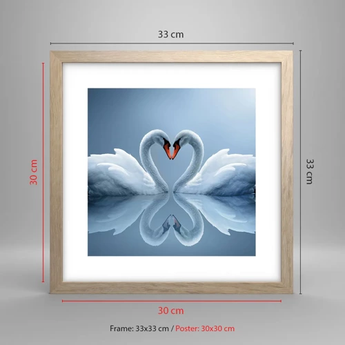 Poster in light oak frame - Time for Love - 30x30 cm