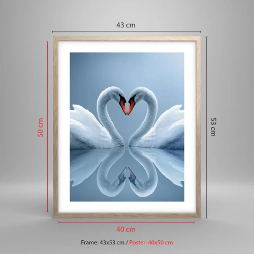 Poster in light oak frame - Time for Love - 40x50 cm