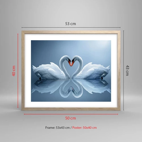Poster in light oak frame - Time for Love - 50x40 cm