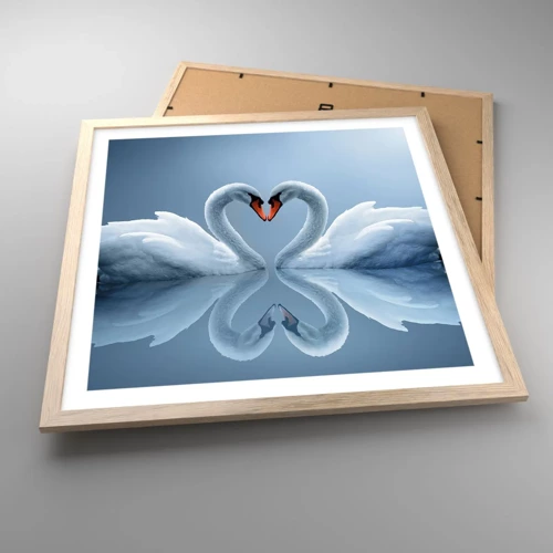 Poster in light oak frame - Time for Love - 50x50 cm