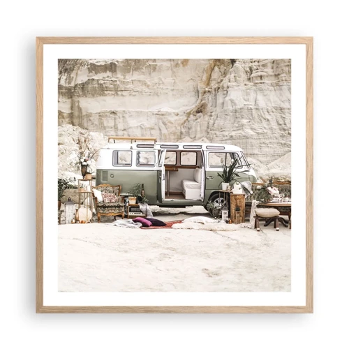 Poster in light oak frame - Time to Start the Trip - 60x60 cm