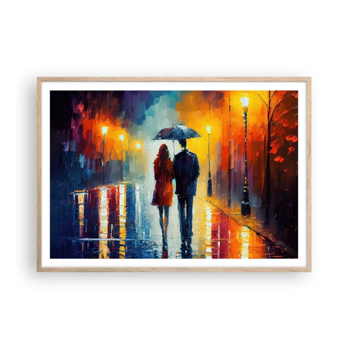 Poster in light oak frame - Together - Colourful Night - 100x70 cm