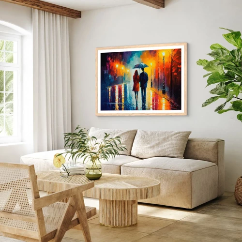 Poster in light oak frame - Together - Colourful Night - 100x70 cm