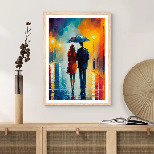 Poster in light oak frame - Together - Colourful Night - 30x40 cm