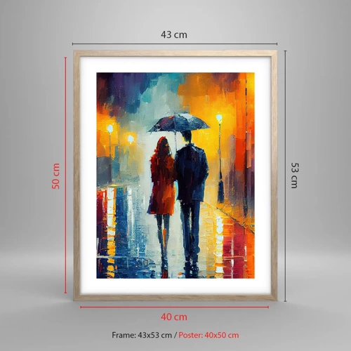 Poster in light oak frame - Together - Colourful Night - 40x50 cm