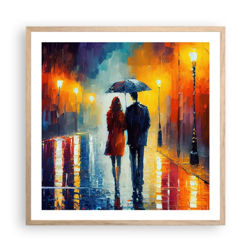 Poster in light oak frame - Together - Colourful Night - 60x60 cm