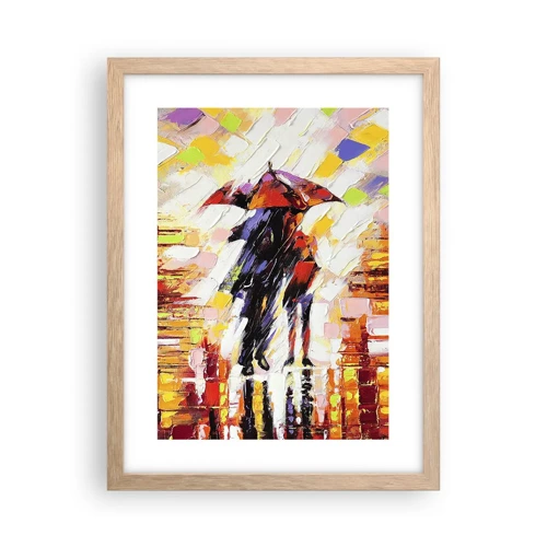 Poster in light oak frame - Together through Night and Rain - 30x40 cm