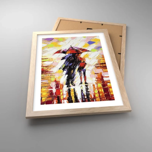 Poster in light oak frame - Together through Night and Rain - 30x40 cm