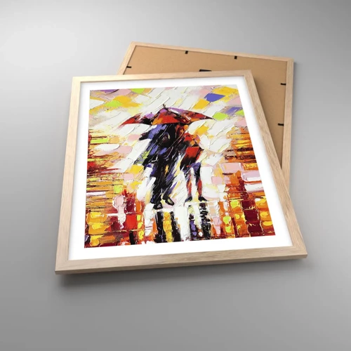 Poster in light oak frame - Together through Night and Rain - 40x50 cm