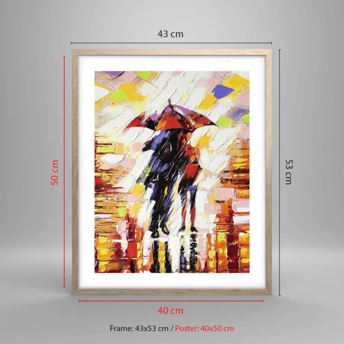 Poster in light oak frame - Together through Night and Rain - 40x50 cm