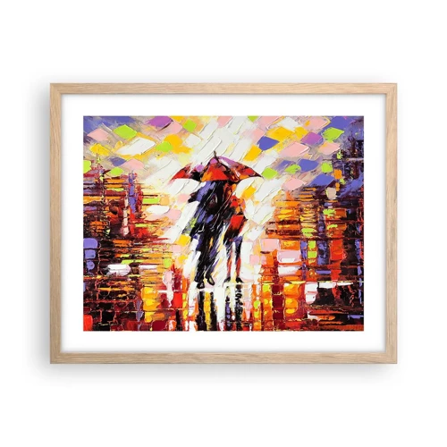 Poster in light oak frame - Together through Night and Rain - 50x40 cm