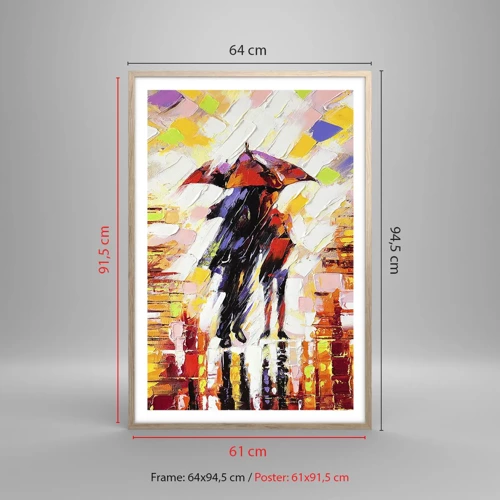 Poster in light oak frame - Together through Night and Rain - 61x91 cm