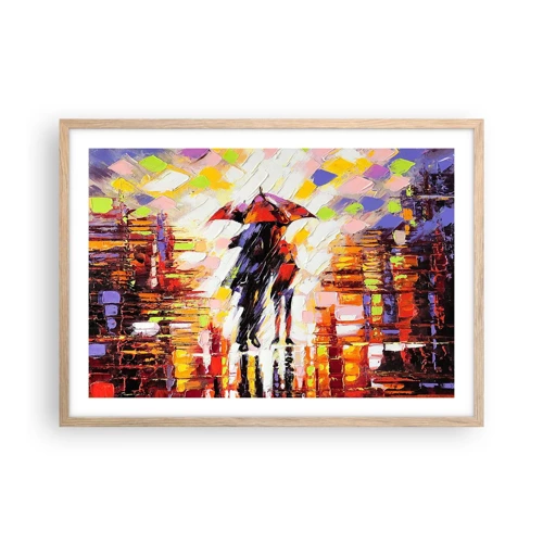 Poster in light oak frame - Together through Night and Rain - 70x50 cm