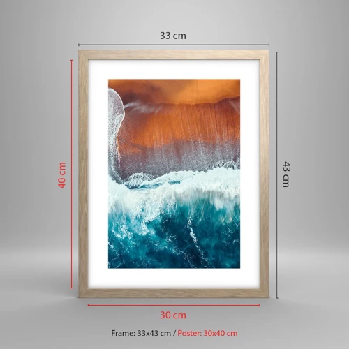 Poster in light oak frame - Touch of the Ocean - 30x40 cm