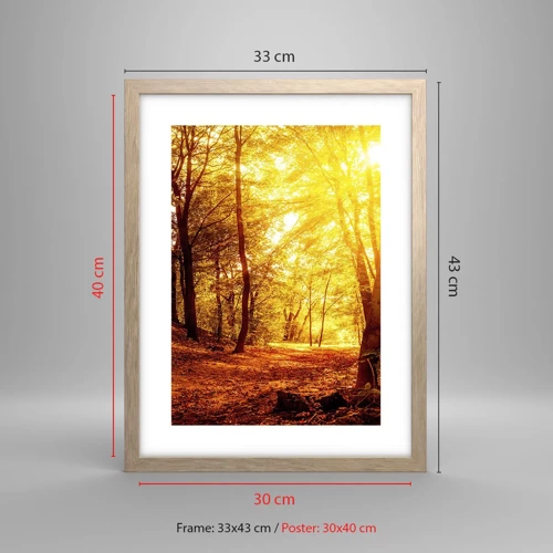 Poster in light oak frame - Towards Golden Plain - 30x40 cm