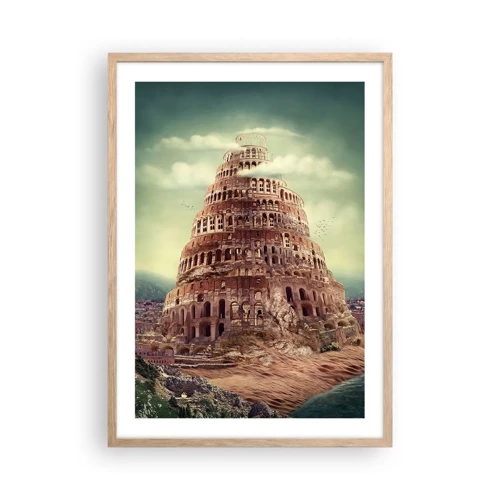 Poster in light oak frame - Tower of Babel - 50x70 cm