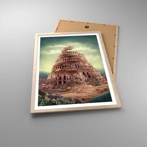 Poster in light oak frame - Tower of Babel - 50x70 cm