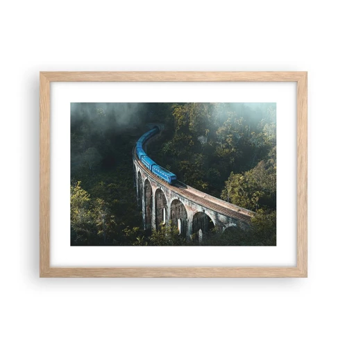 Poster in light oak frame - Train through Nature - 40x30 cm