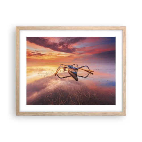 Poster in light oak frame - Tranquility of Tropical Evening - 50x40 cm